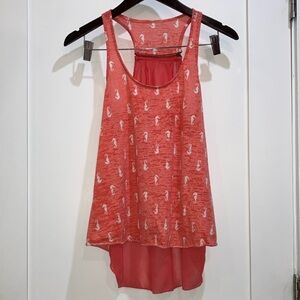 Coral Pink Tank Top with seahorse Print